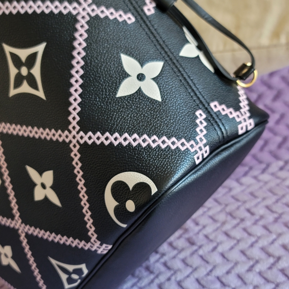 Louis Vuitton Neverfull MM Black Giant Flower Monogram Empreinte Leather Bag - Picture 8 of 17